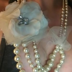 J.Crew Pearl Multi Strand Necklace with Appliqué